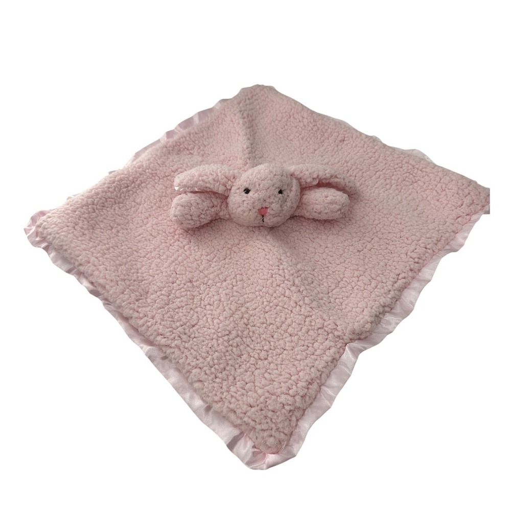 Stephan Baby Pink Bunny Lovey Security Blanket Plush Stuffed Animal Satin Trim